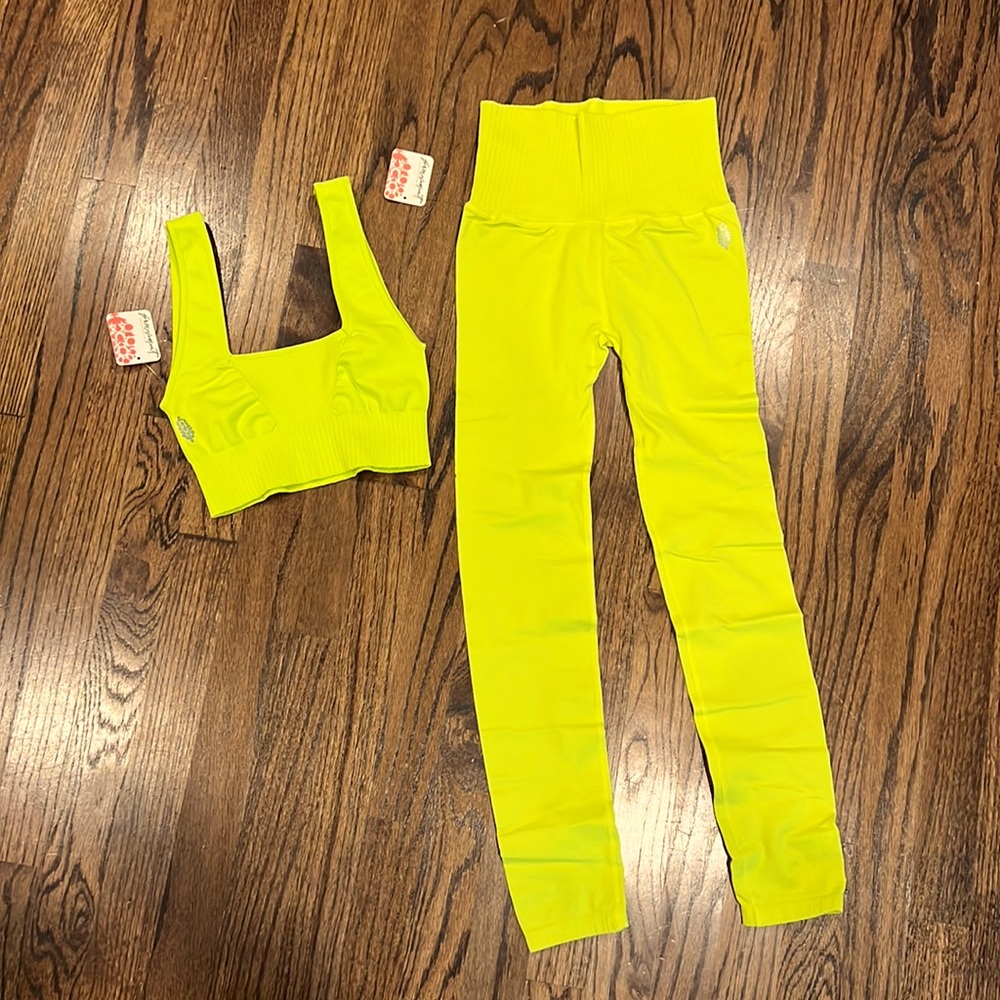 Free People Movement Good Karma Square Neck Bra and 7/8 Leggings, XS/S